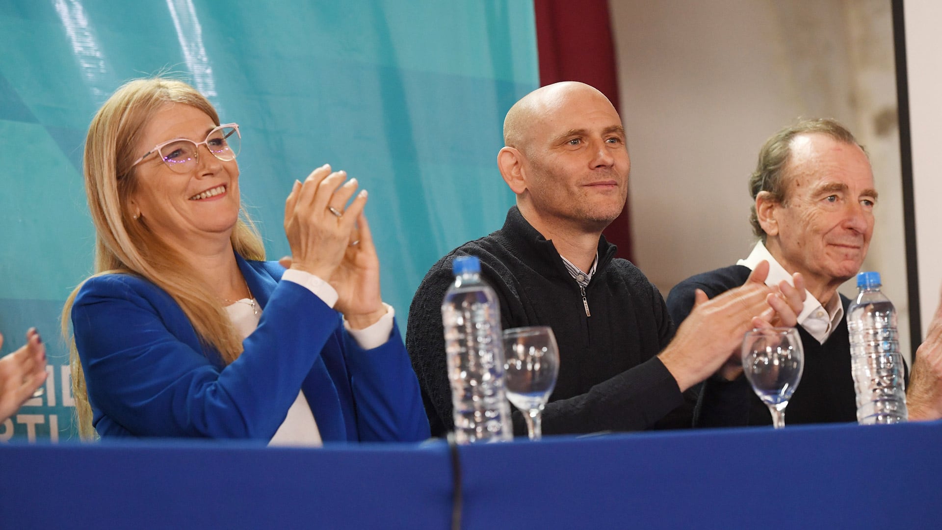 El senador Germán Lago con la vicegobernadora, Verónica Magario