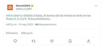 Inició marcha lenta por lluvia