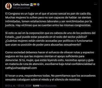 Cathy Juvinao criticó la presunta