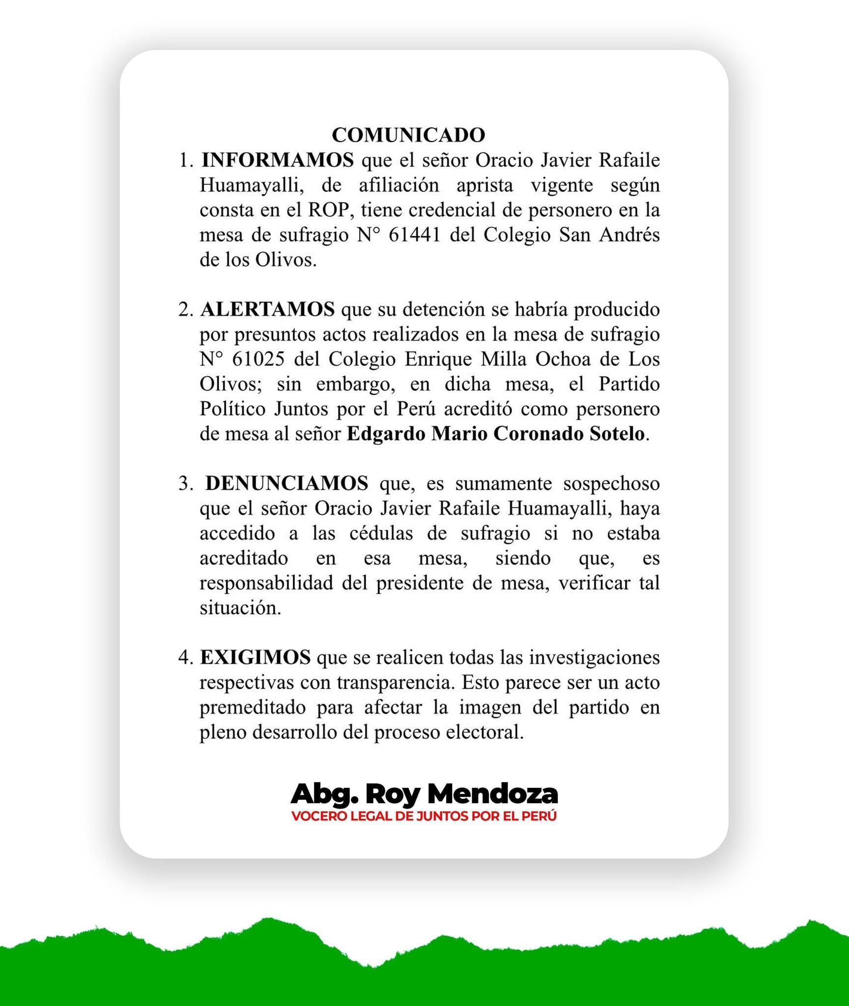 Comunicado de JP