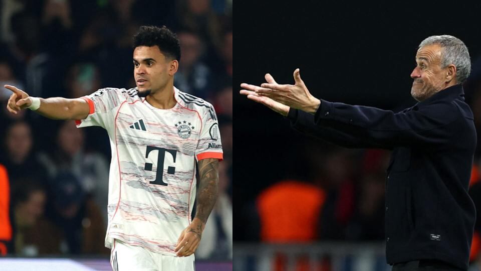 Luis Díaz fue protagonista del partido en el Parque de los Príncipes, convirtiendo los goles de la victoria del Bayern Múnich sobre el PSG, y expulsado por una dura entrada sobre Hakimi - crédito Gonzalo Fuentes/REUTERS