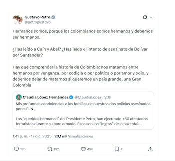 El presidente Gustavo Petro expresó
