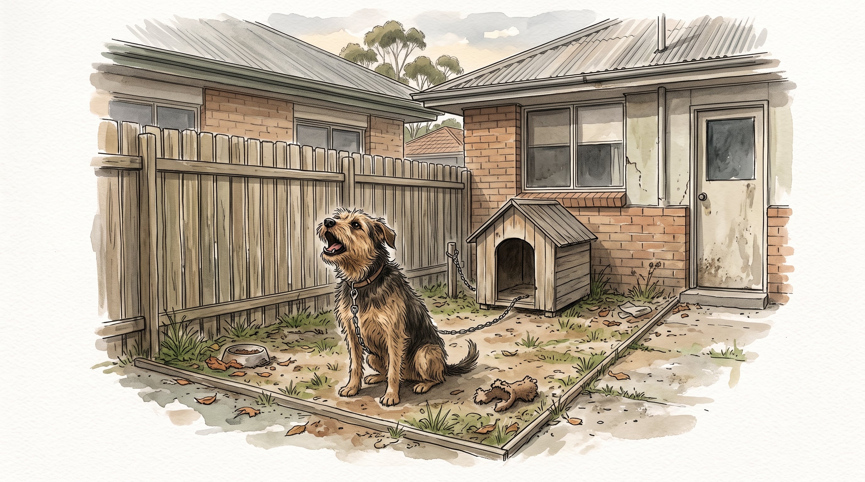 Sammy, el perro de su infancia, un mestizo pequeño que vivía enteramente en un “pequeño cuadrado de patio” fuera de la casa familiar en Australia, “día y noche, solo” (Imagen Ilustrativa Infobae)