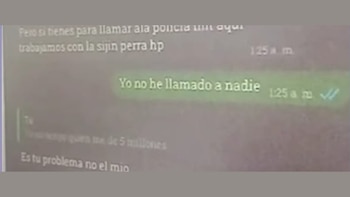 Mensajes de los señalados cuando extorsionaron a Maricruz Noriega - crédito suministrado a Infobae