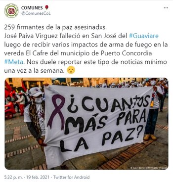 Asesinan al firmante de la