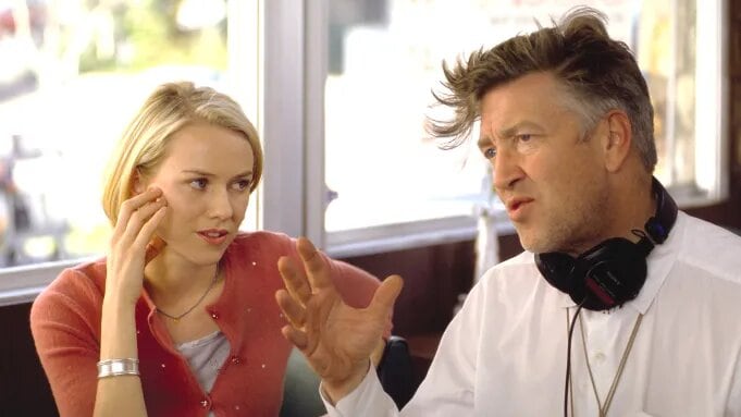 Naomi Watts junto a Dvid Lynch en el rodaje de 'Mulholland Drive'