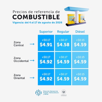 La DGEHM indicó que los precios oficiales del combustible en El Salvador estarán vigentes hasta el 17 de agosto. (Foto cortesía DGEHM)