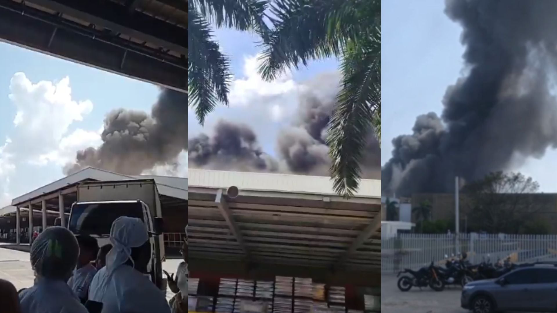 El hecho quedó registrado en diferentes videos en los que se demuestra la evacuación de los trabajadores ante la enorme columna de humo - crédito X