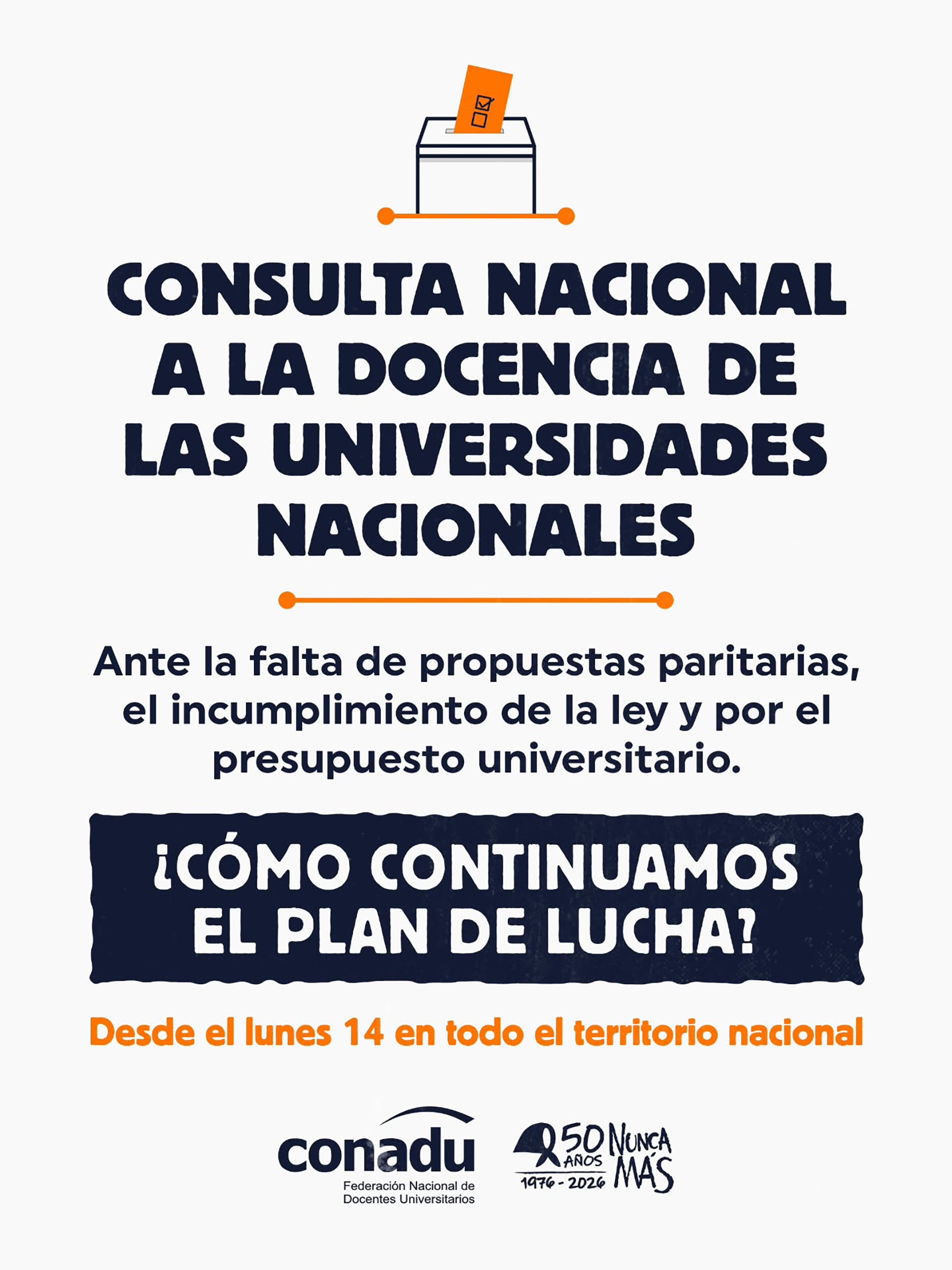 La Federación Nacional de Docentes Universitarios convoca a una consulta nacional para decidir las medidas del plan de lucha salarial y presupuestario.