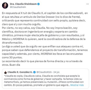 Claudia Sheinbaum respondió a un