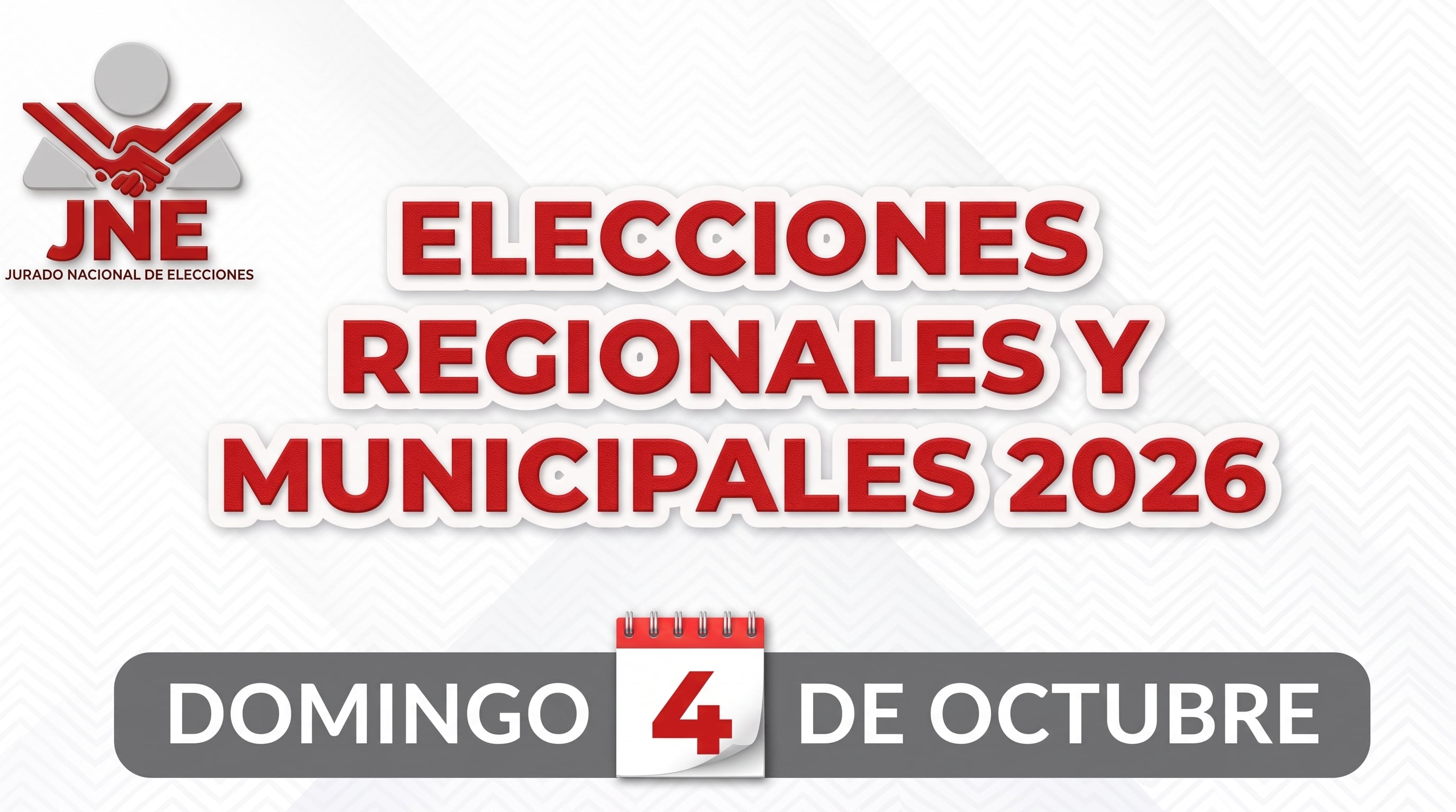 Un afiche del Jurado Nacional de Elecciones de Perú anuncia la fecha de las Elecciones Regionales y Municipales 2026 para el domingo 4 de octubre. (Imagen Ilustrativa Infobae)