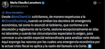 María Claudia Lacouture rechazó el