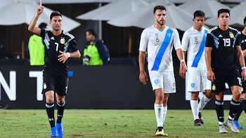 Pity Martínez, autor del primer gol de la era Scaloni (AFP)
