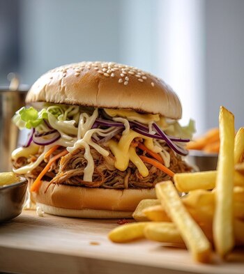 Sándwich de 'carne' mechada con ensalada de col