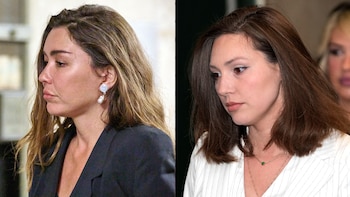 Fotomontaje de Jessica Mann de perfil a la izquierda y Miriam Haley con chaqueta blanca a la derecha