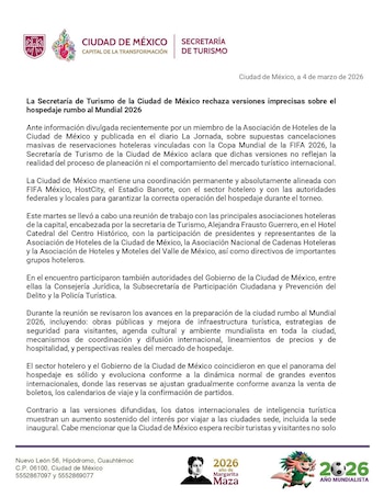 Turismo afirma que, contrario a