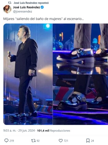 José Luis Reséndez insinuó que los zapatos de 'El Soldado del Amor' eran de mujer. (@joresendez, X)