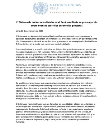 Comunicado de la ONU sobre