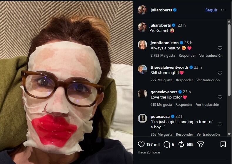 Julia Roberts compartió una divertida foto antes de maquillarse para los Globos de Oro. (Instagram)