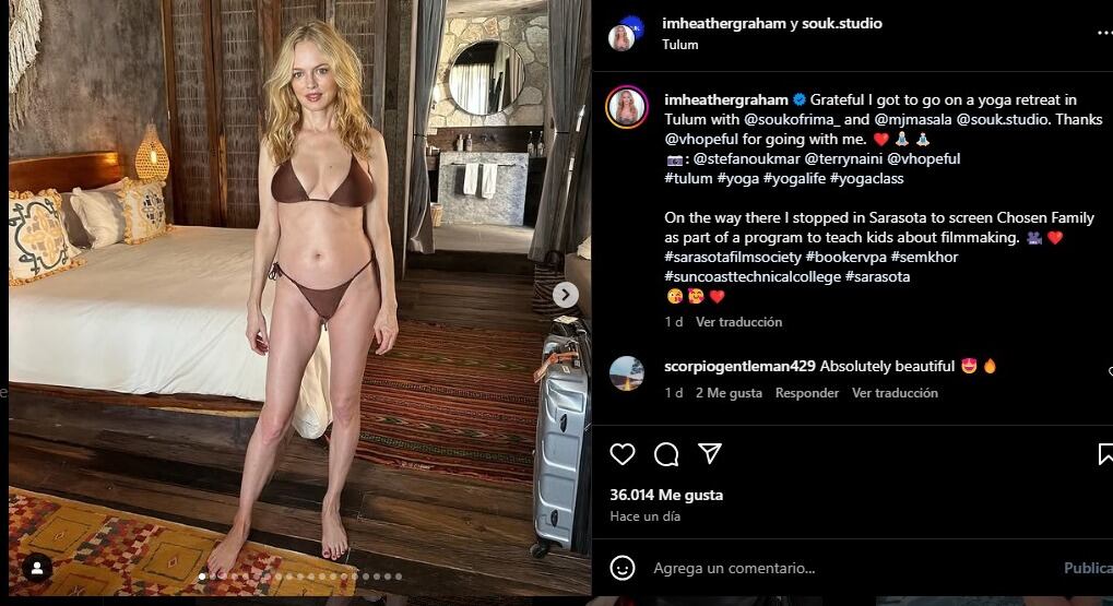 Heather Graham deslumbró a sus seguidores con fotos en bikini a sus 55 años  - Infobae