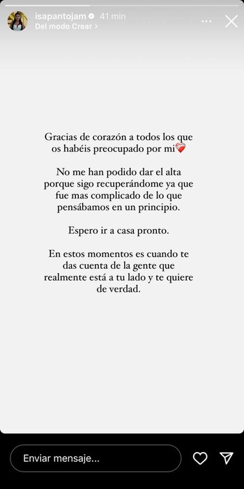 Historia de Instagram de Isa