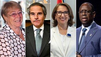 Michelle Bachelet Jeria, Rafael Mariano Grossi, Rebeca Grynspan Mayufis y Macky Sall portada