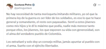 El presidente utilizó sus redes sociales para despedirse de la Guardia Presidencial - crédito @petrogustavo/X