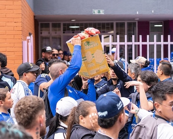 Millonarios habría recibido cerca de 70 toneladas de productos, que serán entregadas al Banco de Alimentos para su distribución - crédito Millonarios