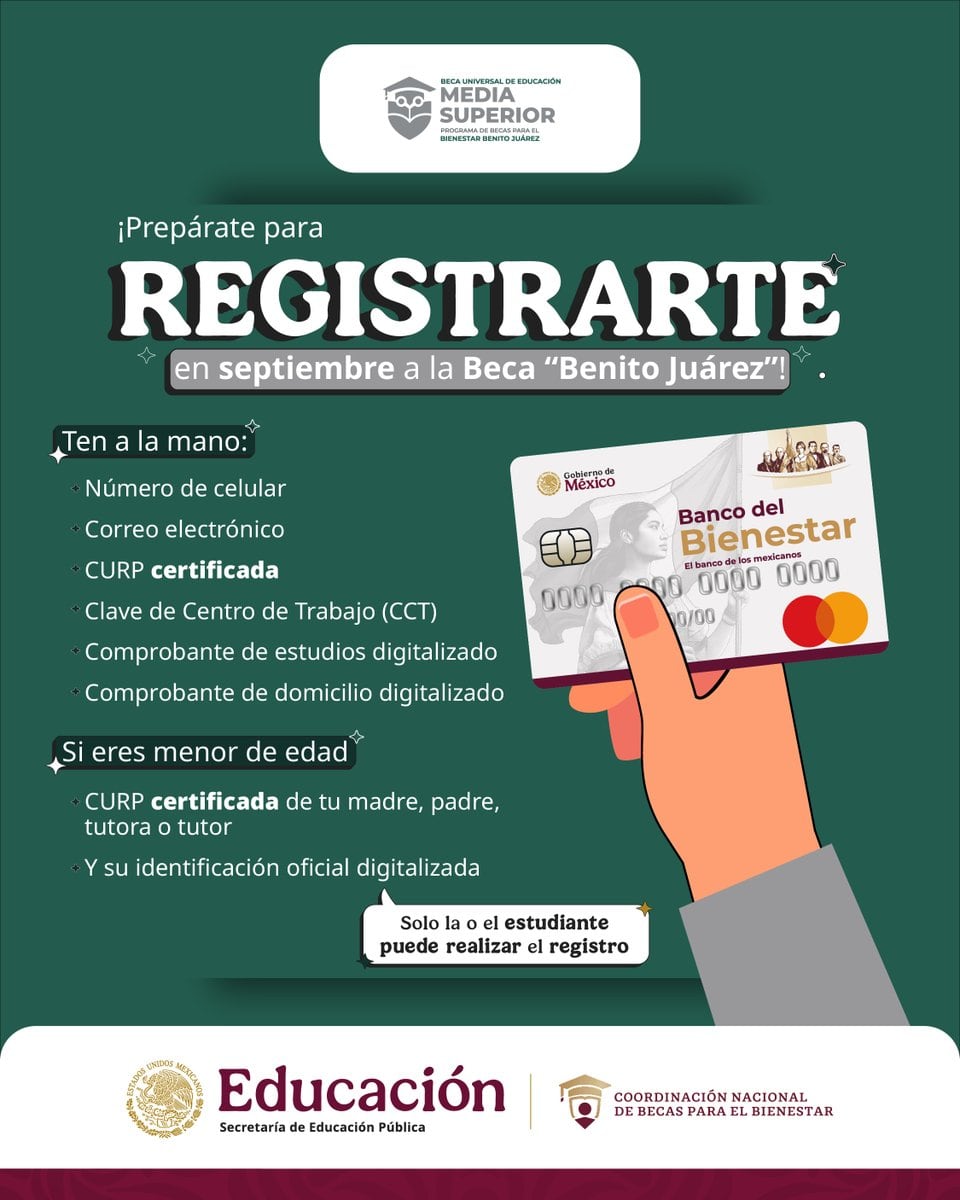 La Beca Benito Juárez abrirá un nuevo periodo de inscripción en septiembre (X@BecasBenito)