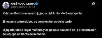 Cristian Barrios llegará a Junior