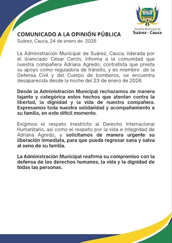 La Alcaldía de Suárez emitió