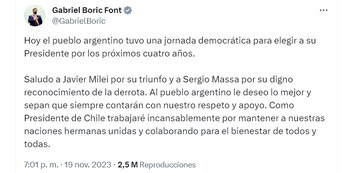 Gabriel Boric hace una publicación