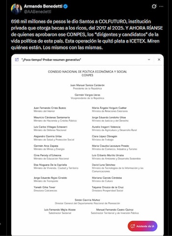 Armando Benedetti expuso la financiación