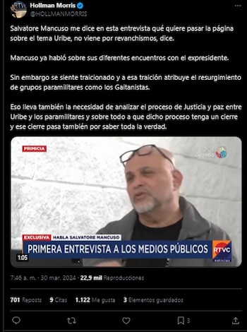 Hollman Morris se refirió al