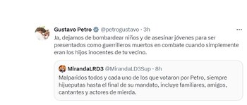 Reacción del presidente Petro al