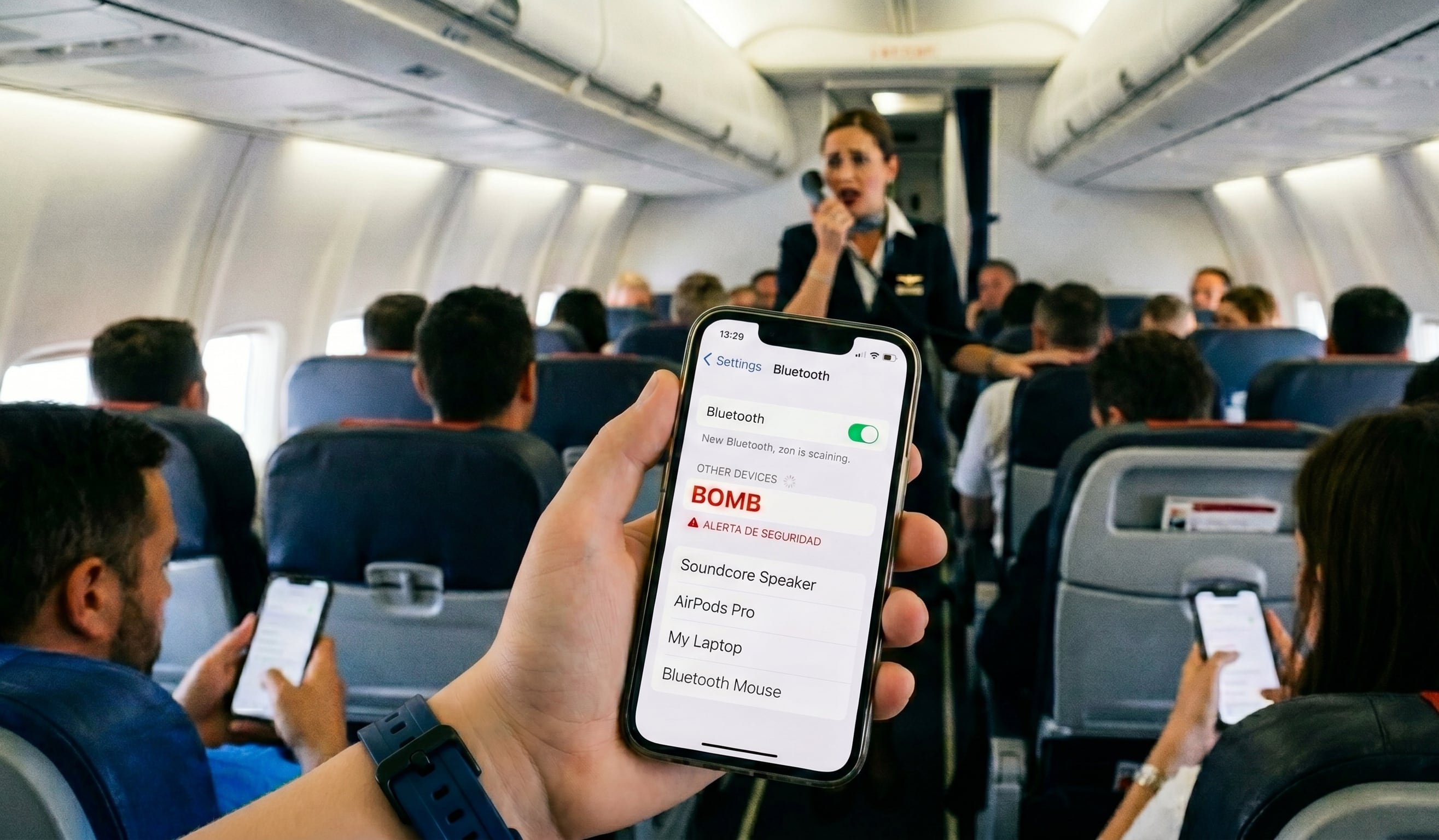 La palabra 'BOMB' visible en un altavoz Bluetooth activó los protocolos de emergencia del Boeing 767 hacia Palma de Mallorca (Imagen Ilustrativa Infobae)
