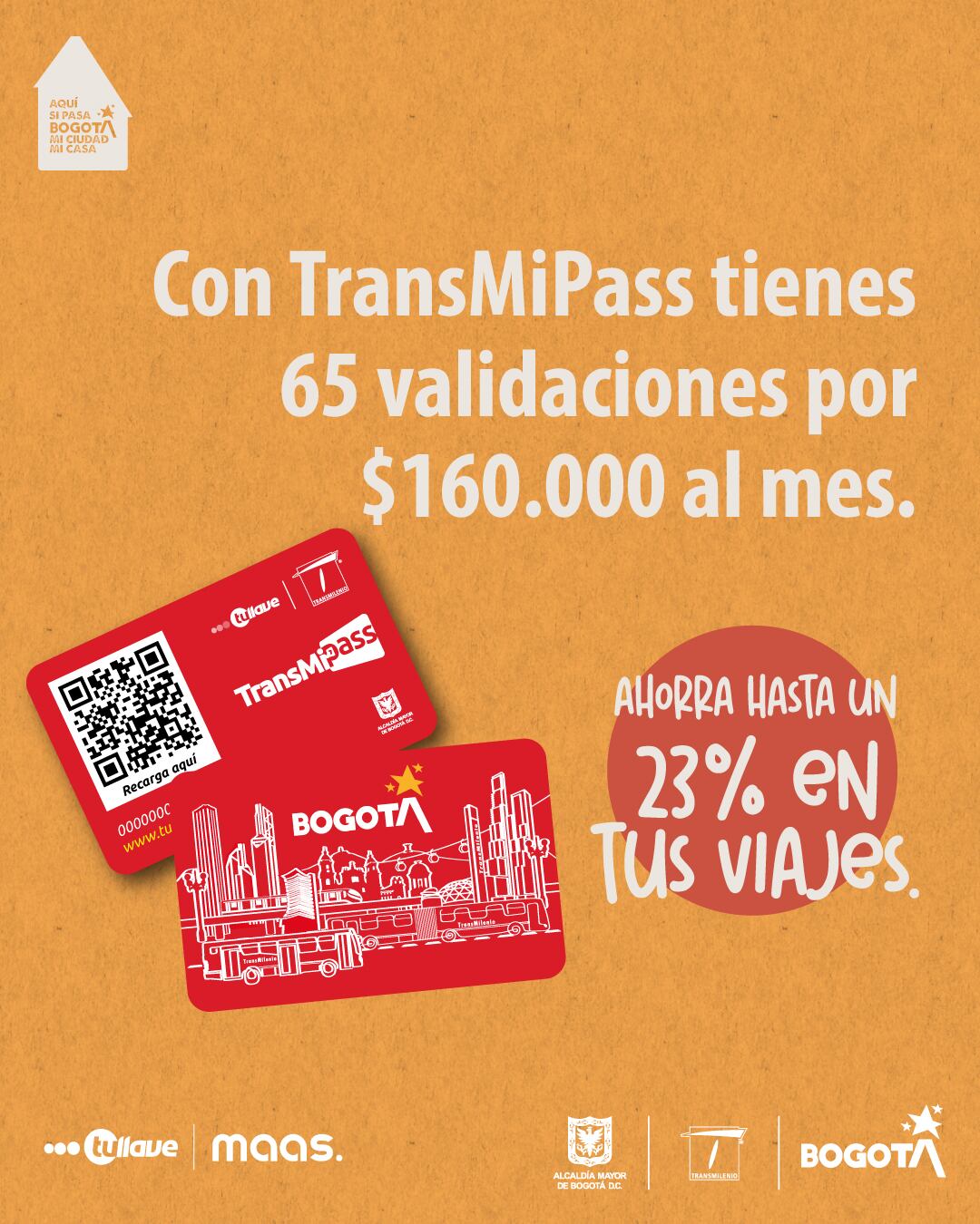 TransMiPass ofrece una tarjeta con hasta 65 viajes por $160.000, pensada para usuarios frecuentes de TransMilenio en Bogotá - crédito TransMIlenio