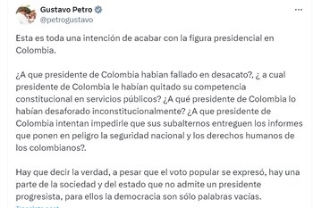 El presidente Gustavo Petro denunció que existe un plan para "acabar" con su mandato - crédito @petrogustavo/X