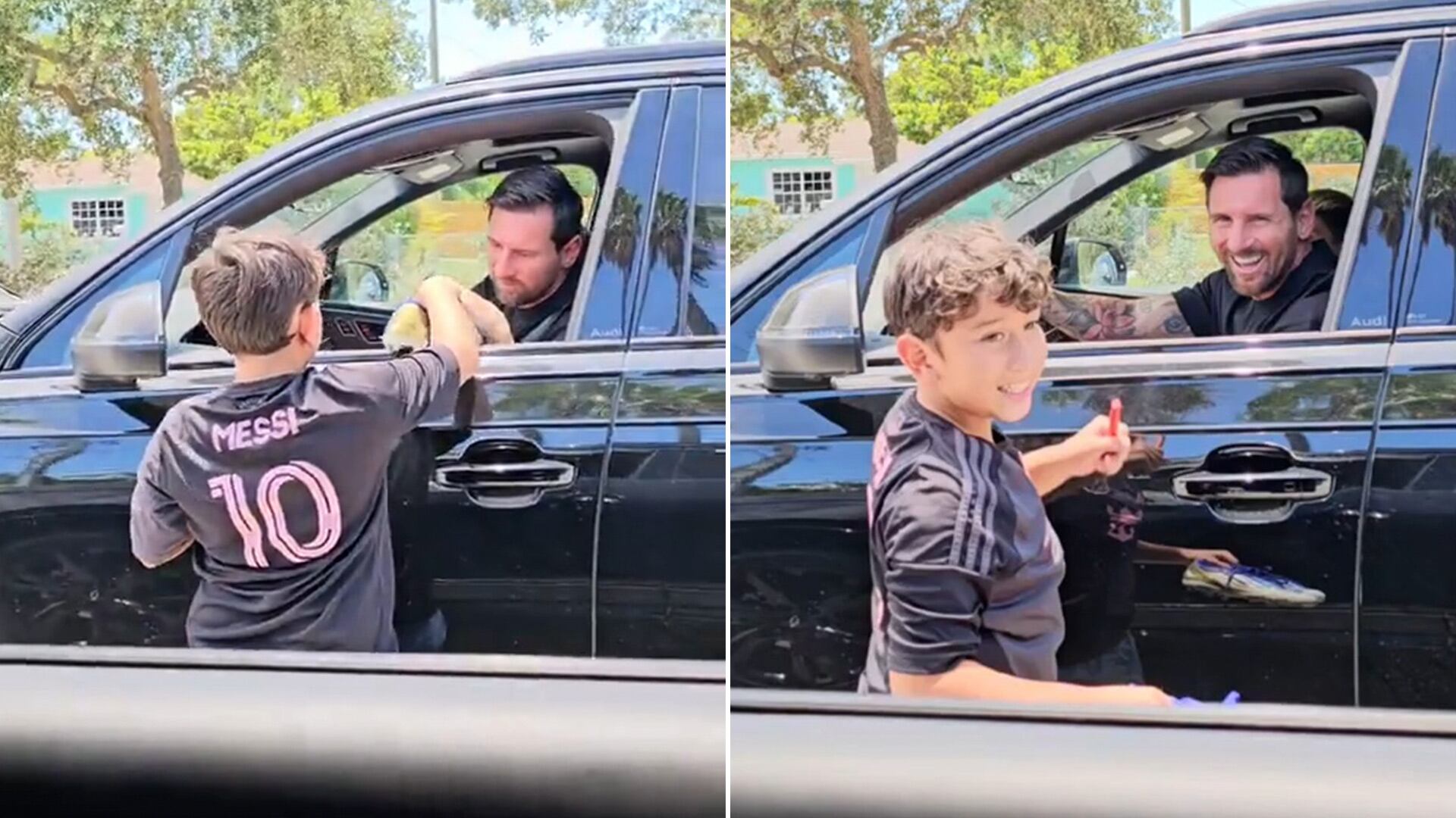 El momento en el que Messi le firma los botines al niño