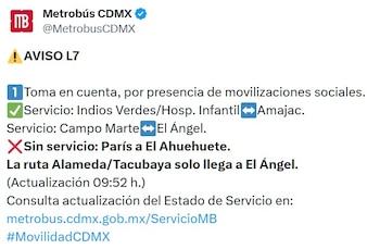 Avance en tiempo real de las diversas líneas de la red de transporte público capitalino.