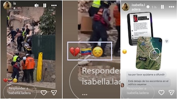 Publicaciones solidarias de Isabella Ladera tras terremoto en Venezuela. IG