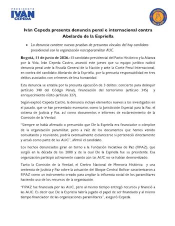 Iván Cepeda - crédito prensa Iván Cepeda