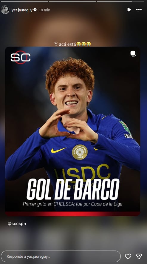 Una de las historias subidas por Yaz Jaureguy en redes sociales
