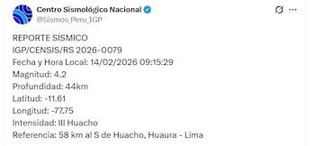 Un sismo de magnitud 4,2 se registró