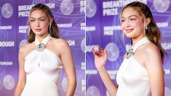 Gigi Hadid regresó a la alfombra roja con un look retro y un exclusivo vestido de seda