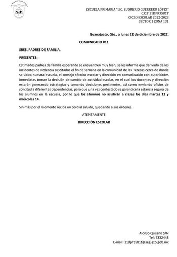 La suspensión de clases tuvo