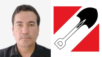Retrato de Tanus Barraza Calvo a la izquierda y el logotipo del partido Acción Popular a la derecha