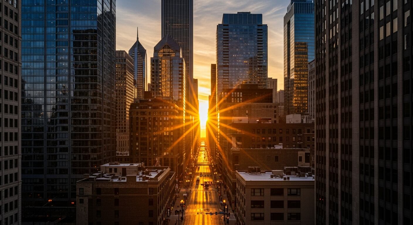 El equinoccio de primavera de 2026 permitirá observar el Chicagohenge, un fenómeno solar único en pleno centro de Chicago (Imagen Ilustrativa Infobae)