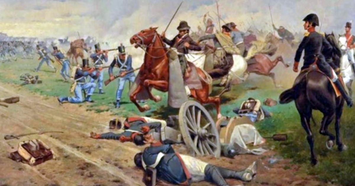 “Batalla de Tucumán”. Óleo del pintor, dibujante e ilustrador Francisco Fortuny (España, 1865 - Buenos Aires, 1942).