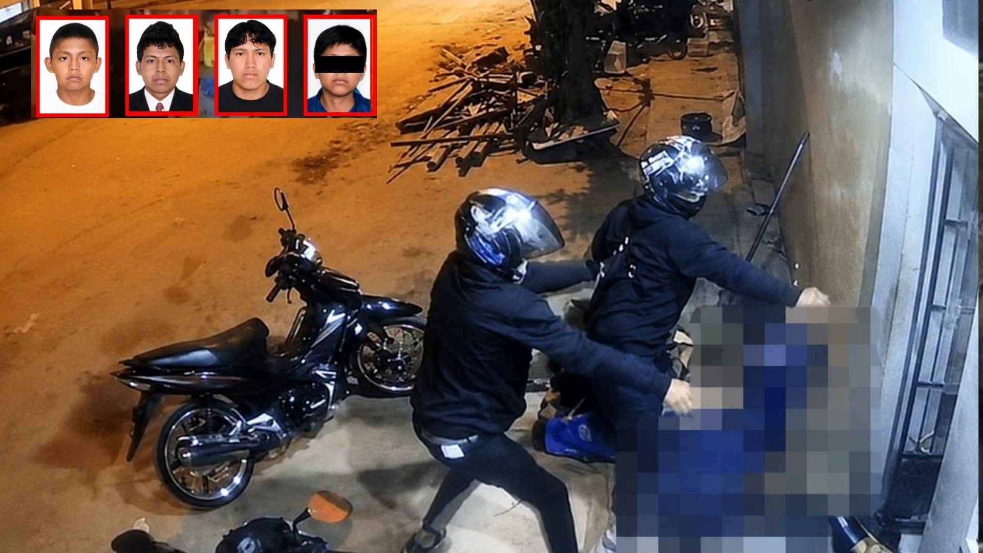 Las imágenes de seguridad muestran a presuntos implicados en el asesinato de una familia en Sullana, Piura, junto a las fotografías de los identificados por las autoridades.
